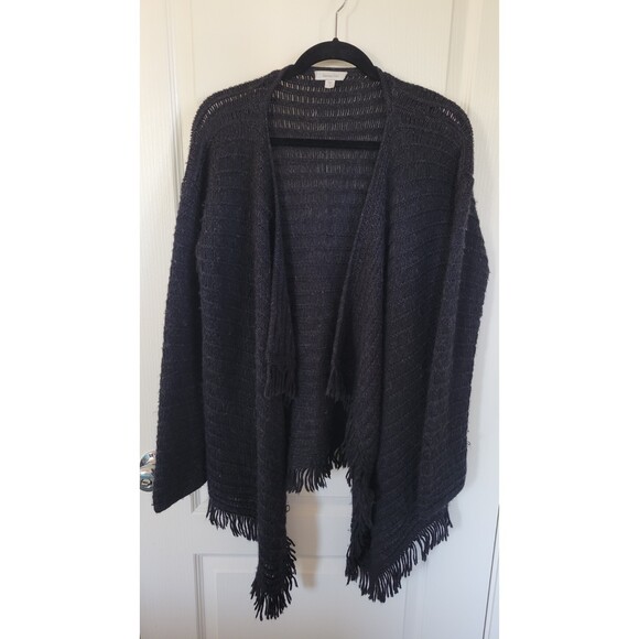 Women's Garnet Hill Fringe Baby Alpaca Cardigan Sweater - Picture 1 of 4